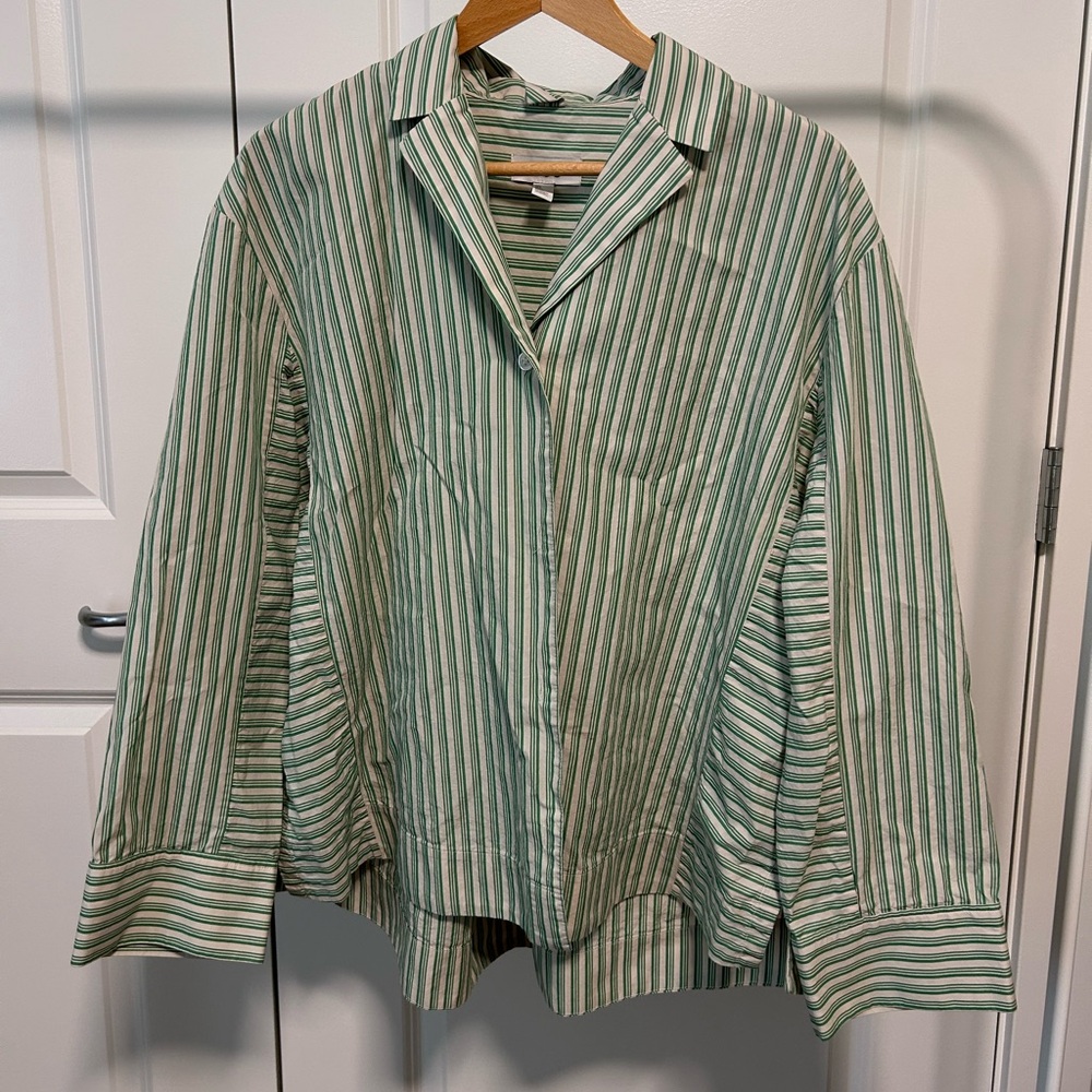 COS Green Striped Button Down Shirt